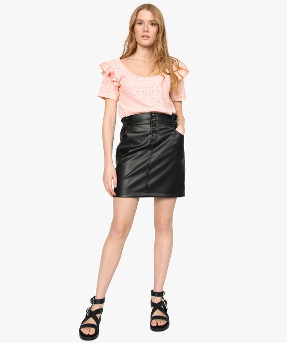 Tee-shirt femme en crêpe ajouré et volant vue5 - GEMO(FEMME PAP) - GEMO