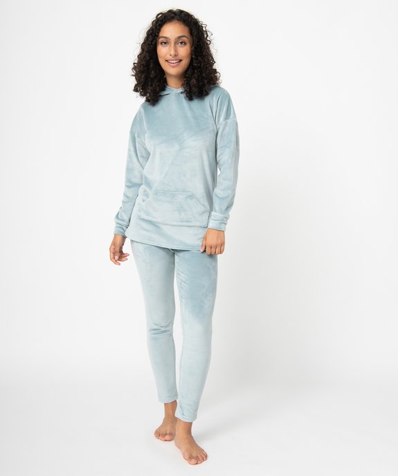 Pyjama femme en velours avec sweat à capuche vue1 - GEMO(HOMWR FEM) - GEMO