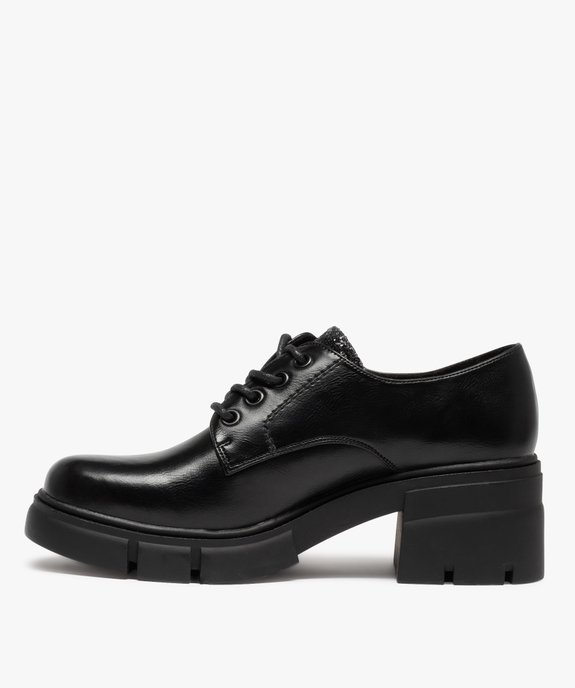 Derbies femme unis à talon carré et semelle crantée vue3 - GEMO(URBAIN) - GEMO