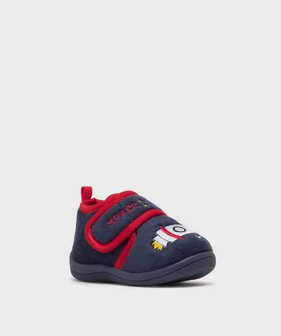 Chaussons montants en velours avec motif fusée bébé garçon vue2 - GEMO 4G BEBE - GEMO