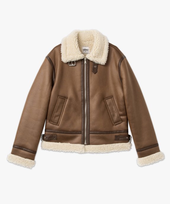 Blouson bombardier homme avec doublure chaude en sherpa vue4 - GEMO (HOMME) - GEMO
