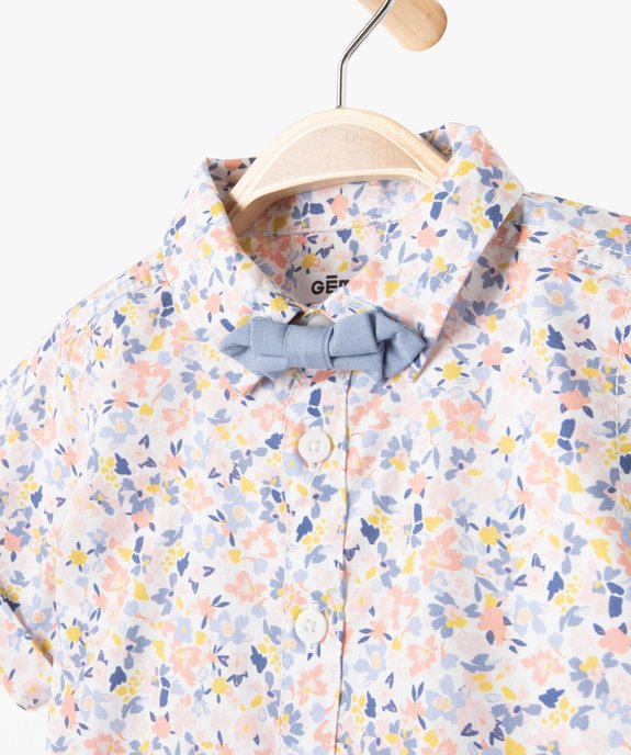 Chemise bébé garçon à manches courtes à fleurs et nœud papillon vue2 - GEMO(BEBE DEBT) - GEMO