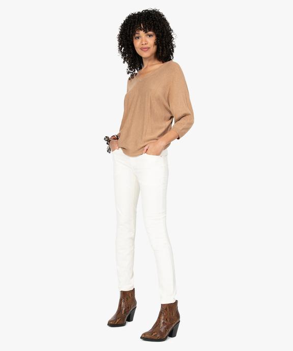 Pull femme en maille fine avec décolleté V en dentelle vue5 - GEMO(FEMME PAP) - GEMO