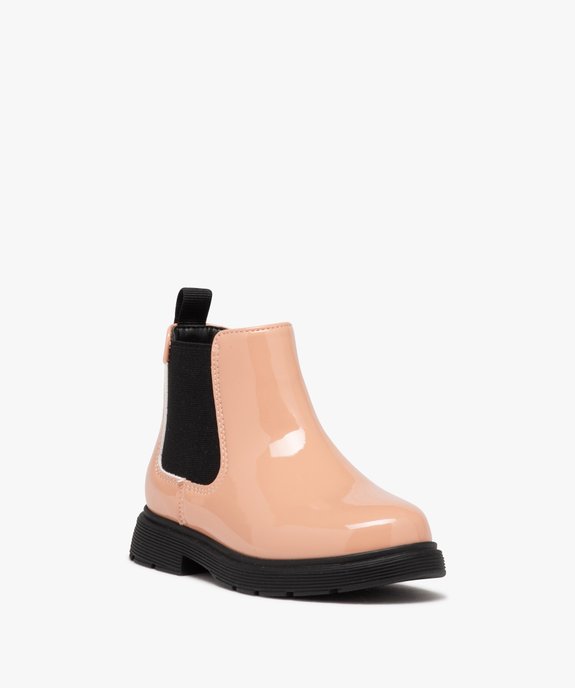 Bottes fille Chelsea vernies à zip vue2 - GEMO (ENFANT) - GEMO