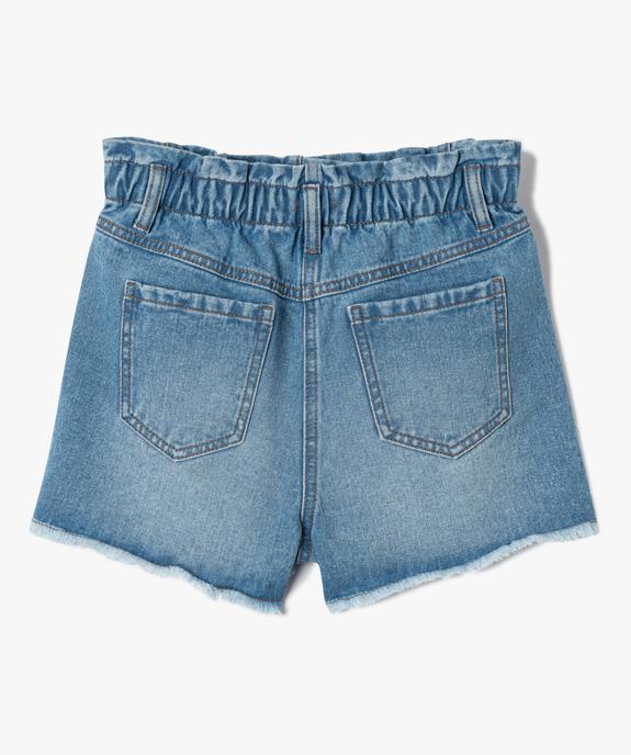 Short en jean fille coupe ample taille haute avec finitions franges vue3 - GEMO 4G FILLE - GEMO