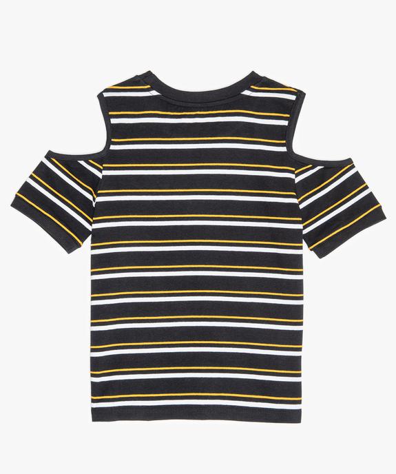 Tee-shirt fille manches courtes et épaules dénudées vue3 - GEMO (JUNIOR) - GEMO