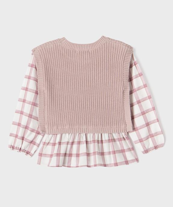 Pull avec manches et volants en coton effet 2 en 1 fille vue4 - GEMO (ENFANT) - GEMO