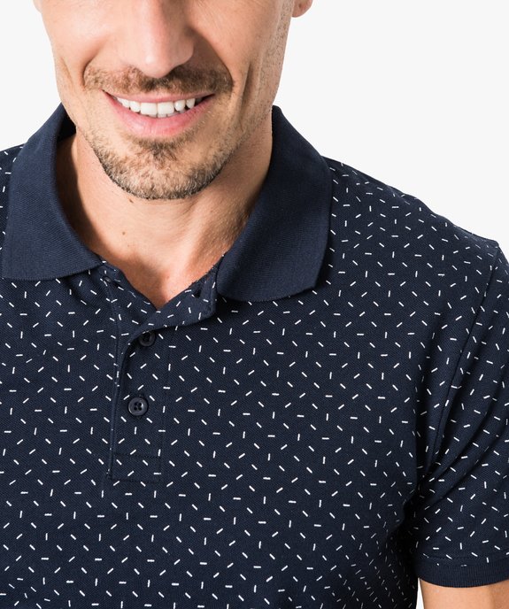 Polo homme à manches courtes avec petits motifs vue2 - GEMO (HOMME) - GEMO