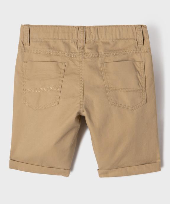 Bermuda regular en twill de coton à revers garçon vue3 - GEMO (ENFANT) - GEMO