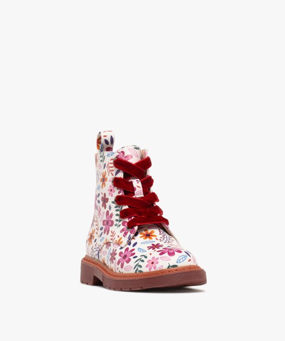 Bottines à lacets en velours avec zip intérieur fille  vue2 - LOVELY WINGS GEMO FOR GOOD - GEMO