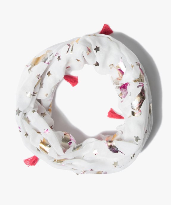 Foulard fille snood multiposition à pompons vue1 - GEMO 4G FILLE - GEMO