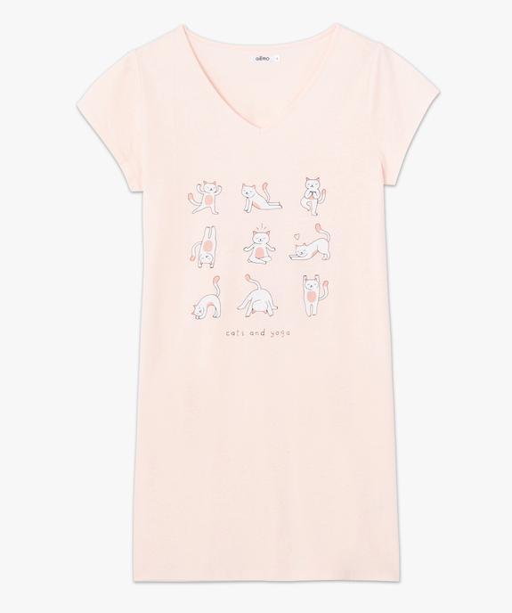 Chemise de nuit imprimée à manches courtes femme vue4 - GEMO 4G FEMME - GEMO