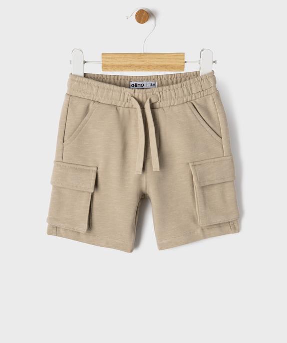 Short uni avec poches cargo bébé garçon vue1 - GEMO(BEBE DEBT) - GEMO