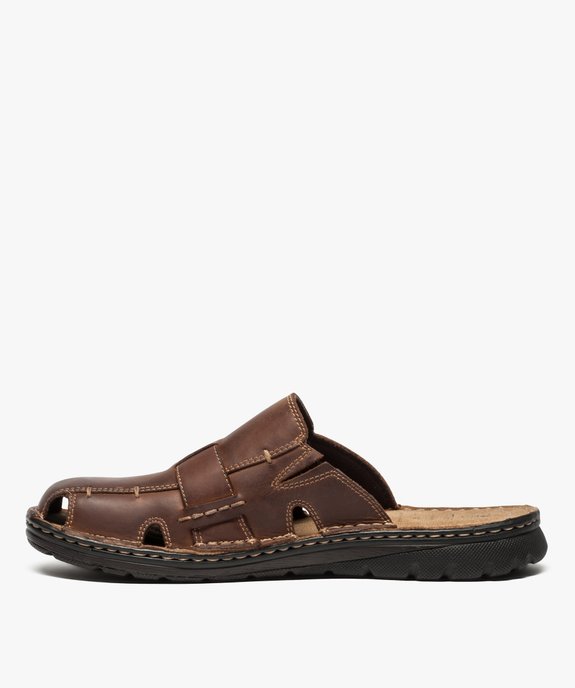 Sandales homme forme mules effet surpiqué vue3 - GEMO (CASUAL) - GEMO