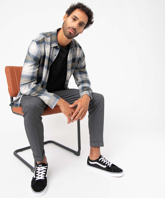 Chemise homme à carreaux aspect flanelle vue5 - GEMO (HOMME) - GEMO
