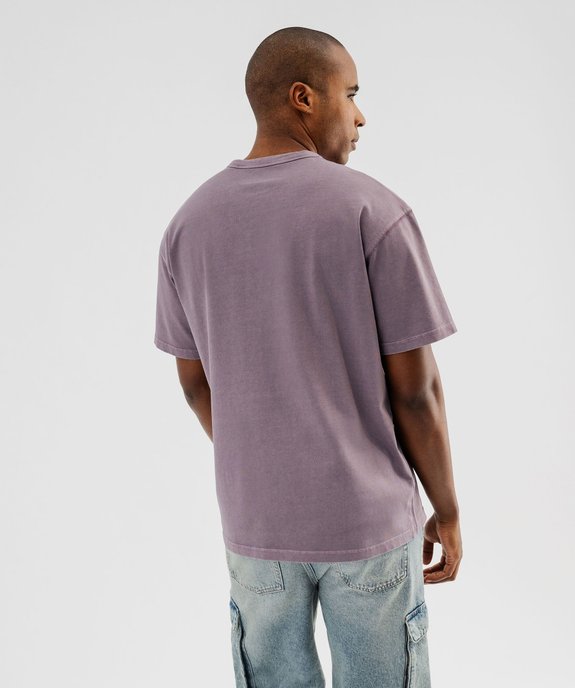 Tee-shirt manches courtes coloris délavé avec inscriptions homme vue3 - GEMO (HOMME) - GEMO