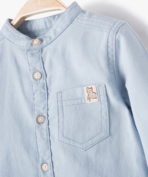 Chemise bébé garçon manches longues avec col mao vue2 - GEMO(BEBE DEBT) - GEMO