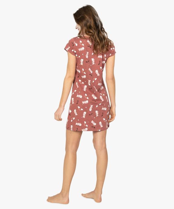 Chemise de nuit imprimée à manches courtes femme à motif all over fantaisie vue3 - GEMO 4G FEMME - GEMO