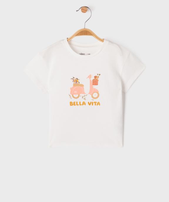 Tee-shirt manches courtes à motif brodé bébé fille vue1 - GEMO 4G BEBE - GEMO