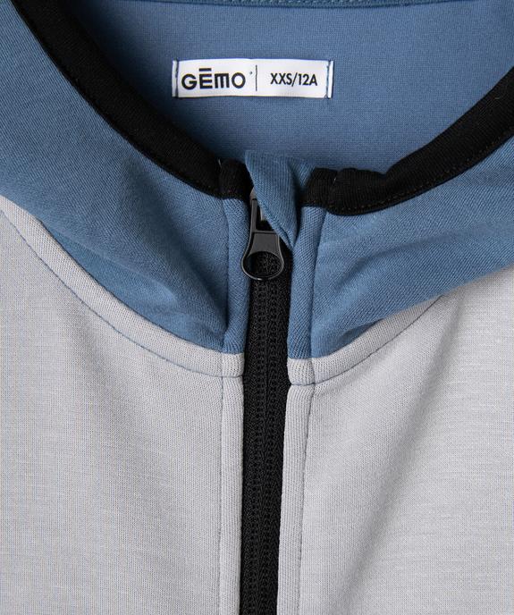 Sweat zippé à capuche en matière douce et extensible garçon vue2 - GEMO (JUNIOR) - GEMO