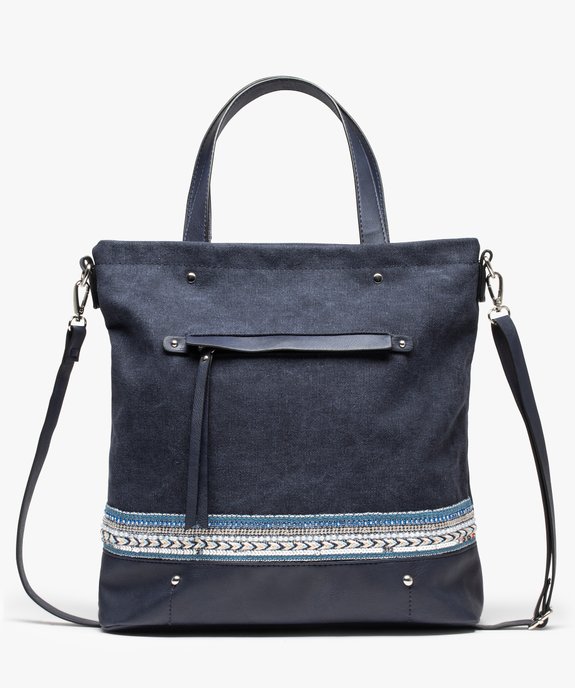 Sac cabas femme bimatière avec perles et sequins à bandoulière amovible vue1 - GEMO (ACCESS) - GEMO