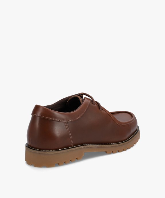 Chaussures bateau homme dessus cuir uni – Tanéo vue4 - TANEO - GEMO