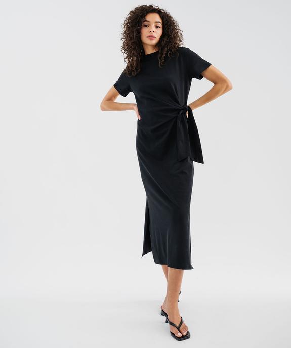 Robe longue à manches courtes en jersey de coton femme vue1 - GEMO(FEMME PAP) - GEMO