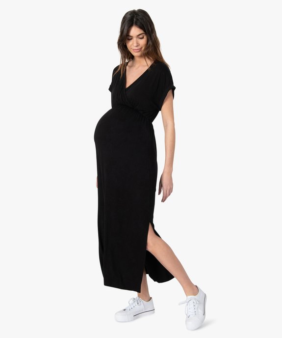 Robe de grossesse longue à manches courtes vue1 - GEMO (MATER) - GEMO