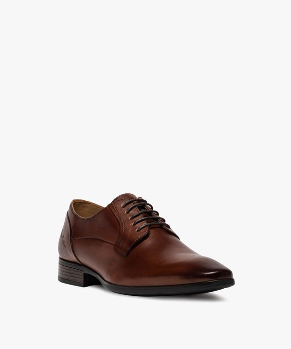 Derbies homme unis en cuir à bout amande – Pierre Cardin vue2 - PIERRE CARDIN D - GEMO