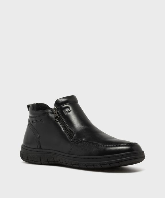 Boots fourrées zippées en cuir gamme confort homme - Pierre Cardin vue2 - PIERRE CARDIN CONFORT - GEMO