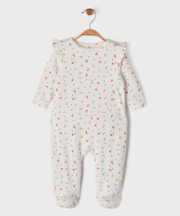 Pyjama en velours avec volants et motifs coeurs bébé fille vue1 - GEMO 4G BEBE - GEMO