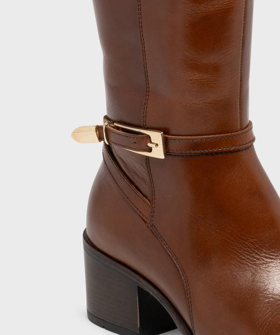 Bottes dessus cuir avec bride cheville à boucle métallique femme - Tanéo vue6 - TANEO - GEMO