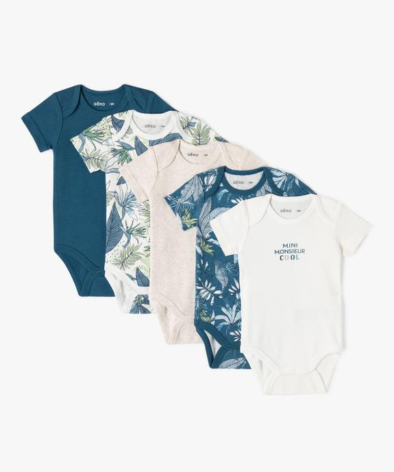 Body bébé garçon manches courtes imprimé tropical (lot de 5) vue1 - GEMO 4G BEBE - GEMO