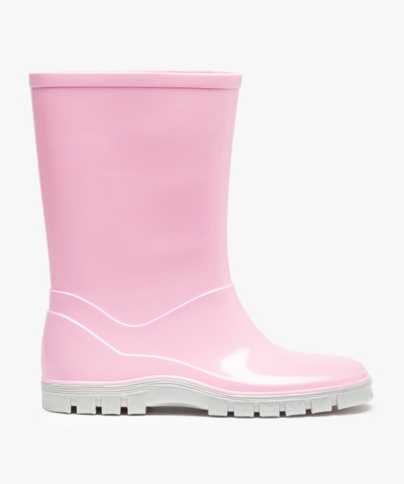 Bottes de pluie fille unies à semelle crantée contrastante vue1 - GEMO (ENFANT) - GEMO
