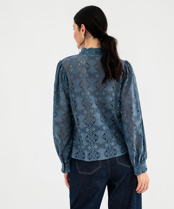 Chemise en maille ajourée et col volanté femme vue3 - GEMO(FEMME PAP) - GEMO