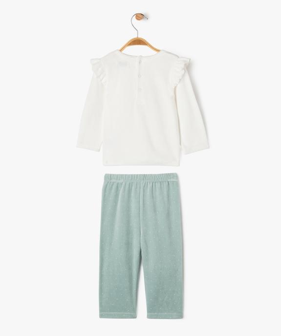 Pyjama en velours 2 pièces avec épaules volantées bébé vue4 - GEMO 4G BEBE - GEMO