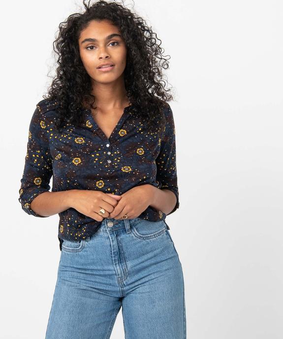 Tee-shirt femme avec manches ¾ avec smocks sur les épaules vue1 - GEMO 4G FEMME - GEMO