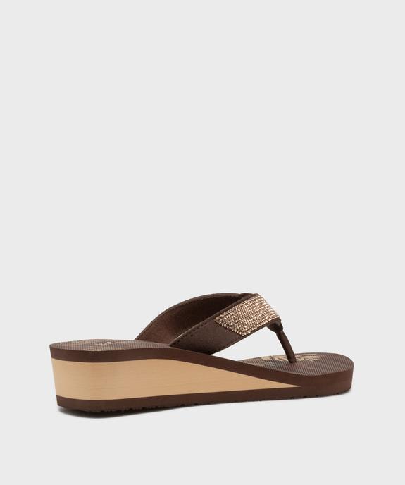 Tongs de plage à strass à talon compensé femme - Isotoner vue4 - ISOTONER - GEMO