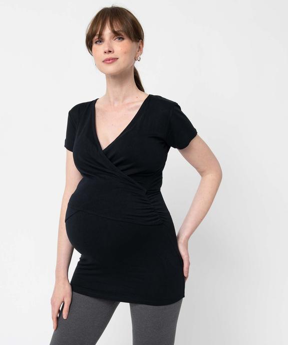 Tee-shirt de grossesse et allaitement cache-cœur vue1 - GEMO (MATER) - GEMO