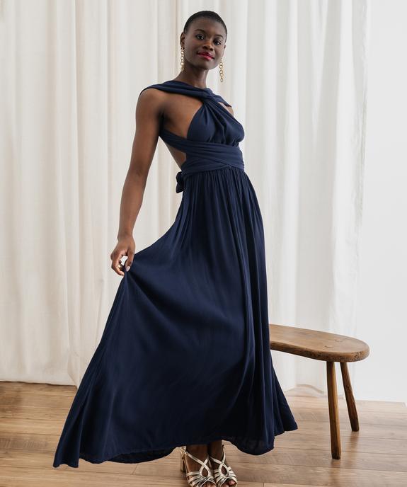Robe longue dos nu multilook en viscose froissée femme vue3 - GEMO(FEMME PAP) - GEMO