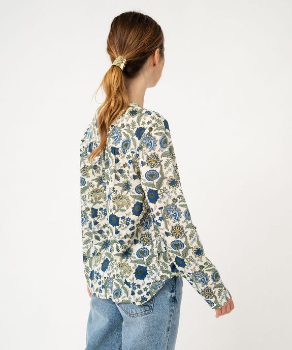 Tee-shirt à manches longues imprimé avec col boutonné femme vue3 - GEMO 4G FEMME - GEMO