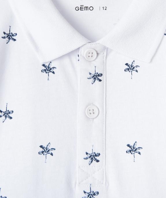 Polo garçon à manches courtes à micro-motifs vue3 - GEMO (JUNIOR) - GEMO