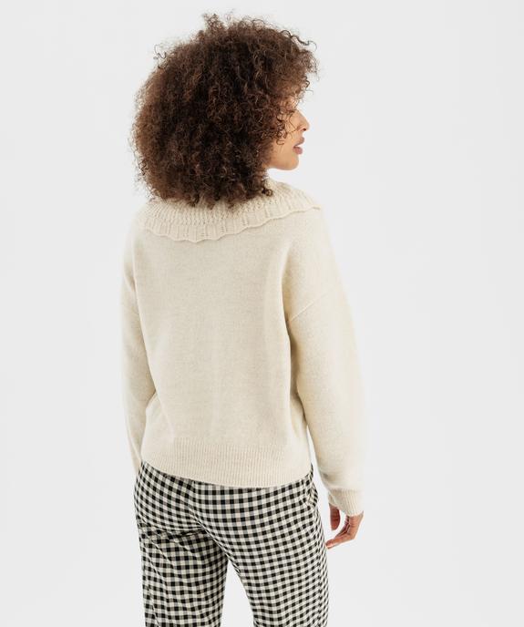 Pull à grand col fantaisie ajouré femme vue4 - GEMO(FEMME PAP) - GEMO