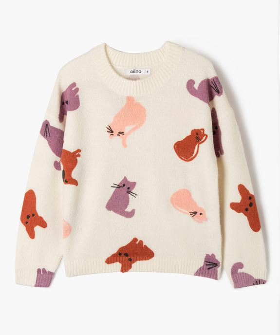 Pull à col rond en maille avec motifs fille vue1 - GEMO (ENFANT) - GEMO