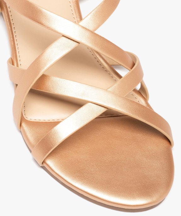 Sandales femme unies à talon plat et fines brides croisées vue6 - GEMO (CASUAL) - GEMO