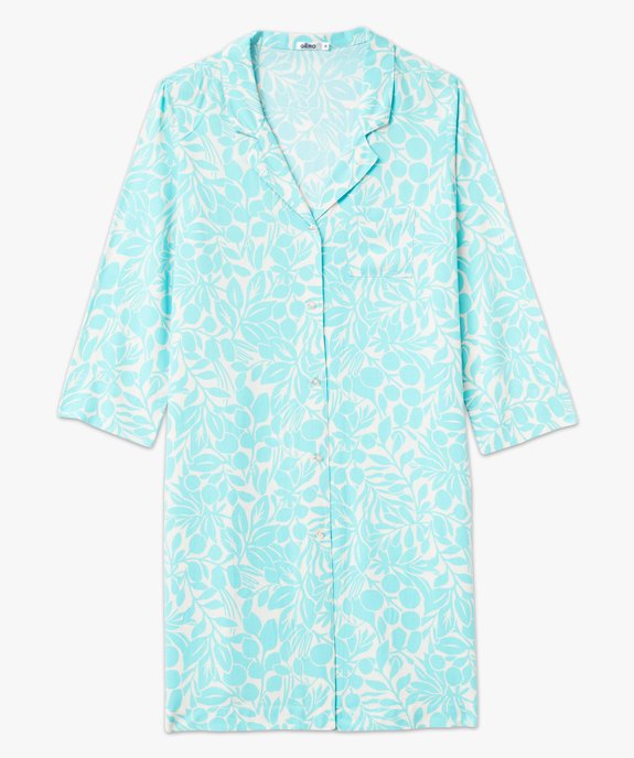 Chemise de nuit femme imprimée forme liquette à manches 3/4 vue4 - GEMO 4G FEMME - GEMO