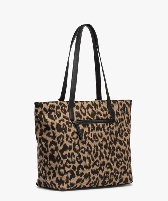 Sac à main forme cabas en tissu imprimé léopard femme vue2 - GEMO (ACCESS) - GEMO