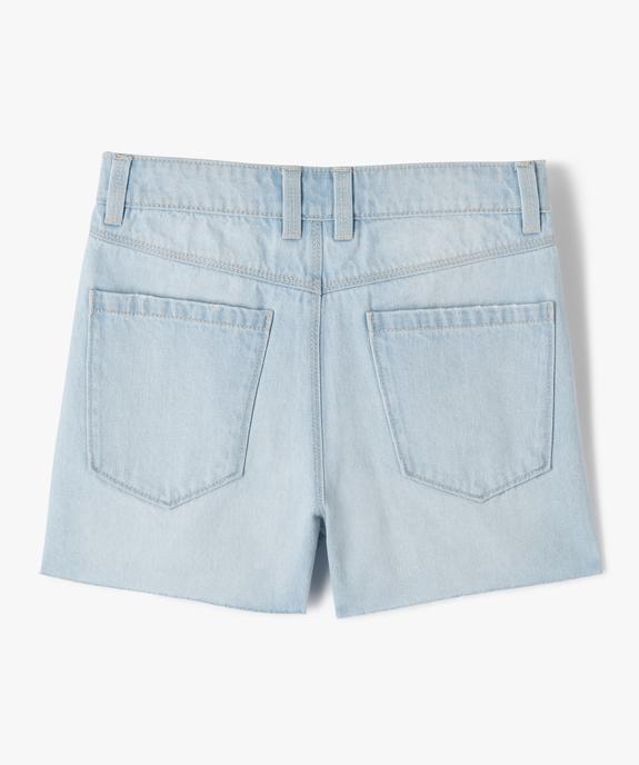 Short en jean délavé avec finitions sans coutures fille vue3 - GEMO 4G FILLE - GEMO