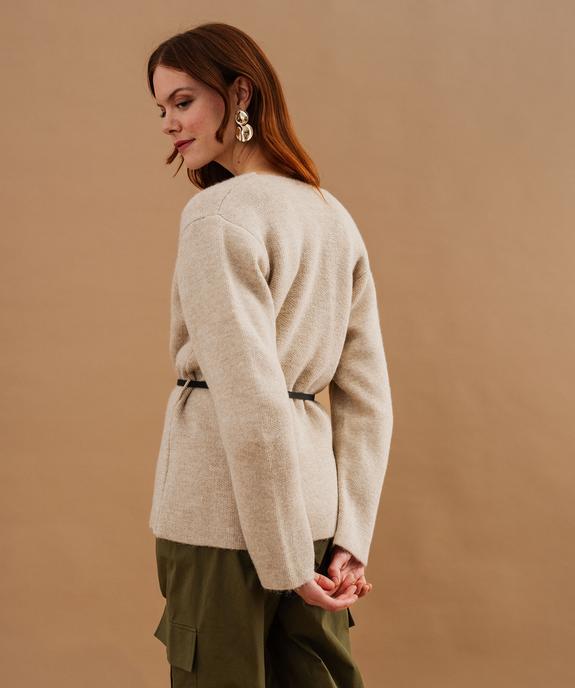 Gilet en maille douillette à ceinture femme vue3 - GEMO(FEMME PAP) - GEMO