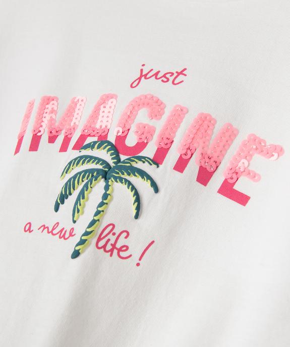 Tee-shirt manches courtes imprimé avec liens à nouer fille vue3 - GEMO 4G FILLE - GEMO